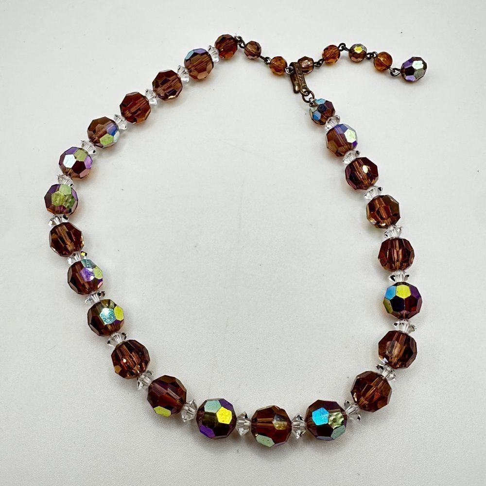 Vintage Laguna, Aurora‎ Borealis crystal beaded choker style necklace!